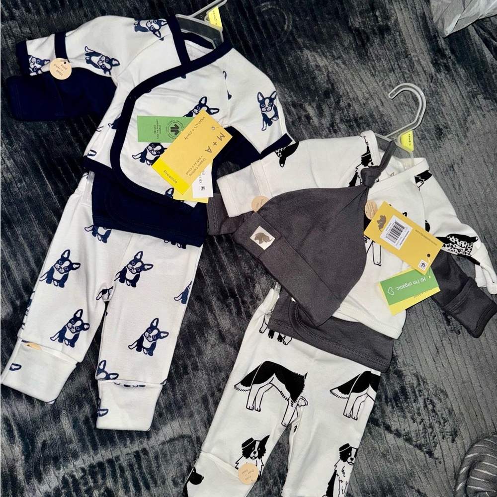 2 - M+A by Monica + Andy Organic Cotton Sets, Size Preemie, NWT
